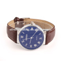 taobao men women wrist leather strap Roman number blue dial unisex watch